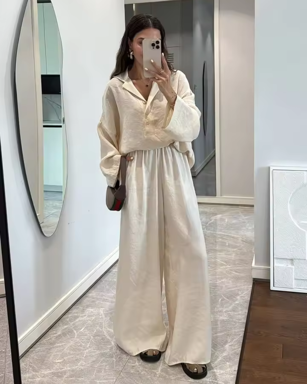 Wide Leg Linen Trousers with Elasticated Waist