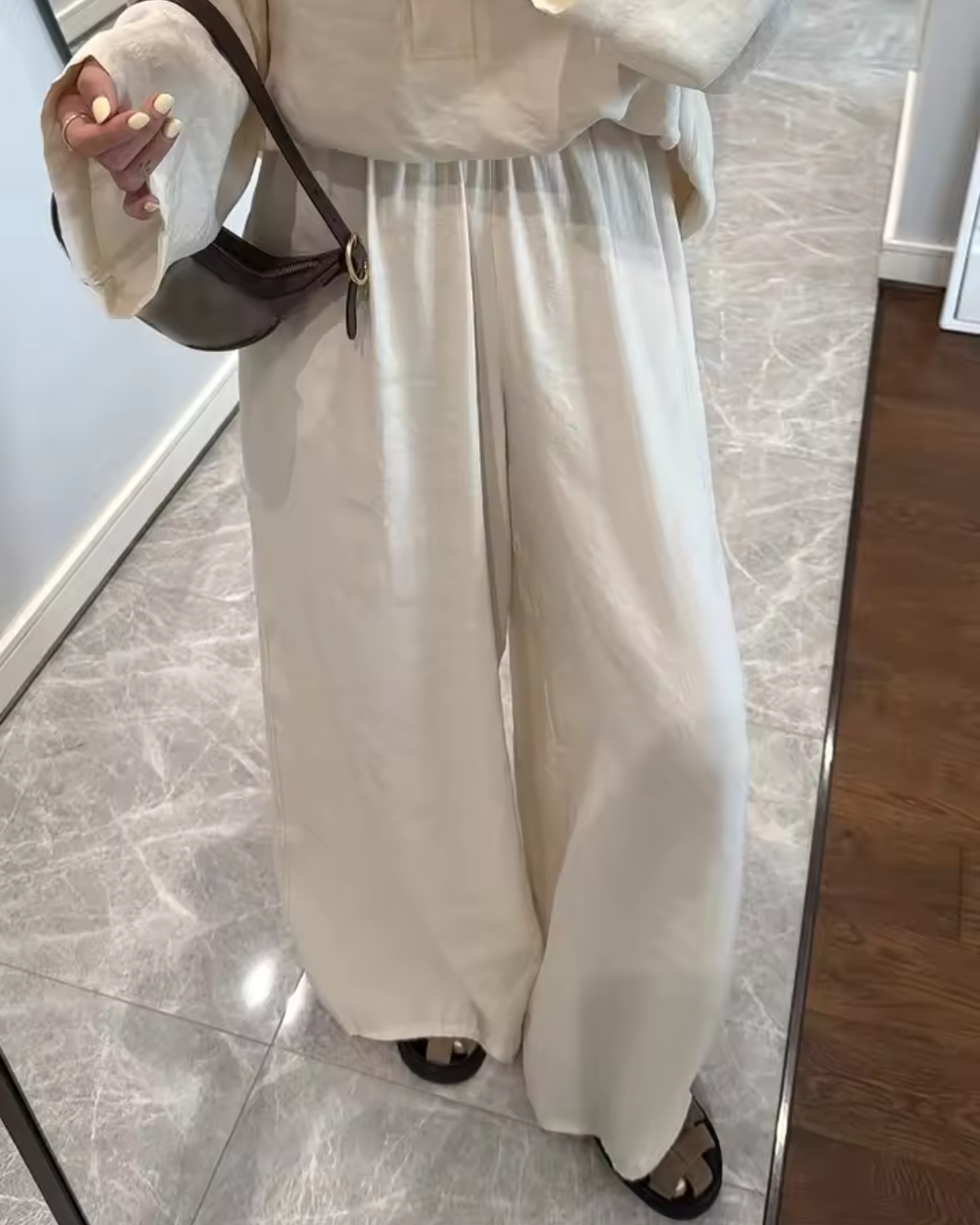 Wide Leg Linen Trousers with Elasticated Waist