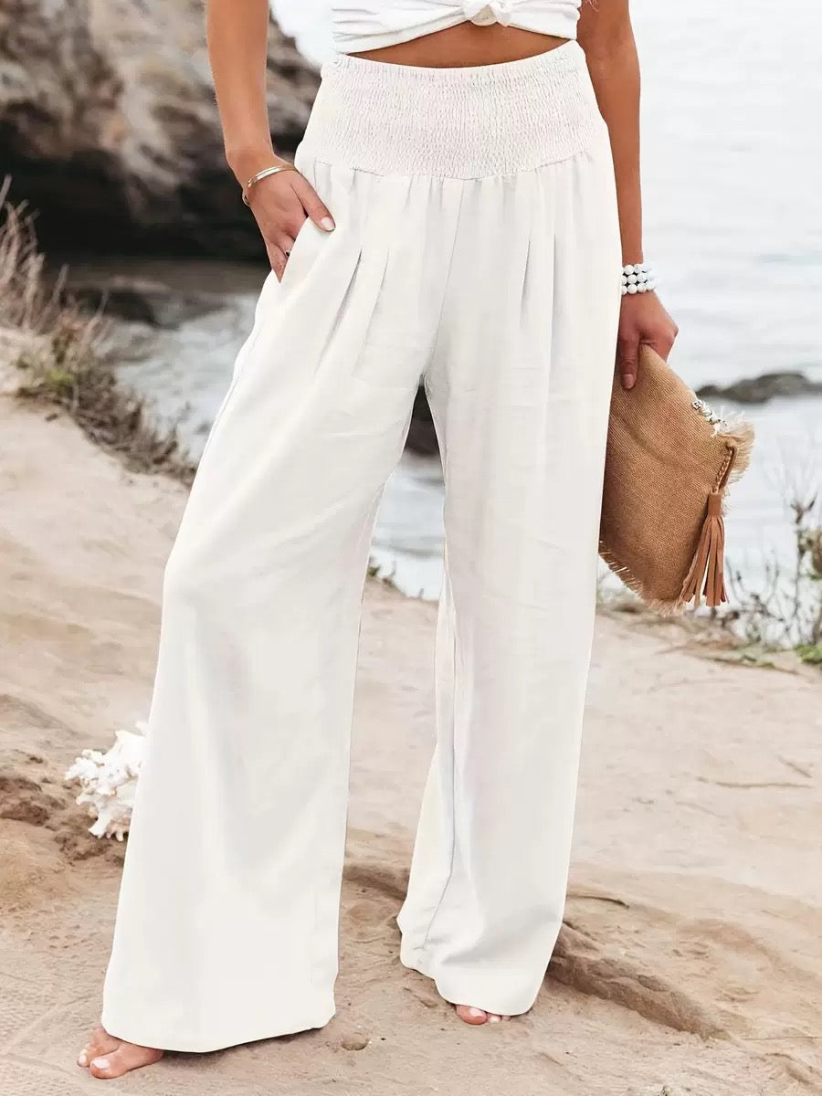 Lightweight Wide Leg Linen Trousers