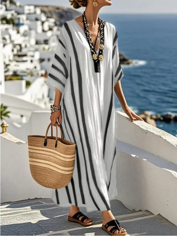 Elegant Mediterranean Long Kaftan Dress
