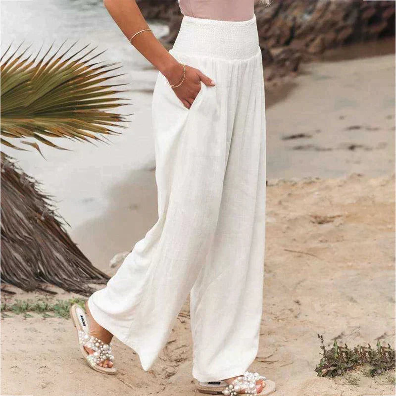 Lightweight Wide Leg Linen Trousers