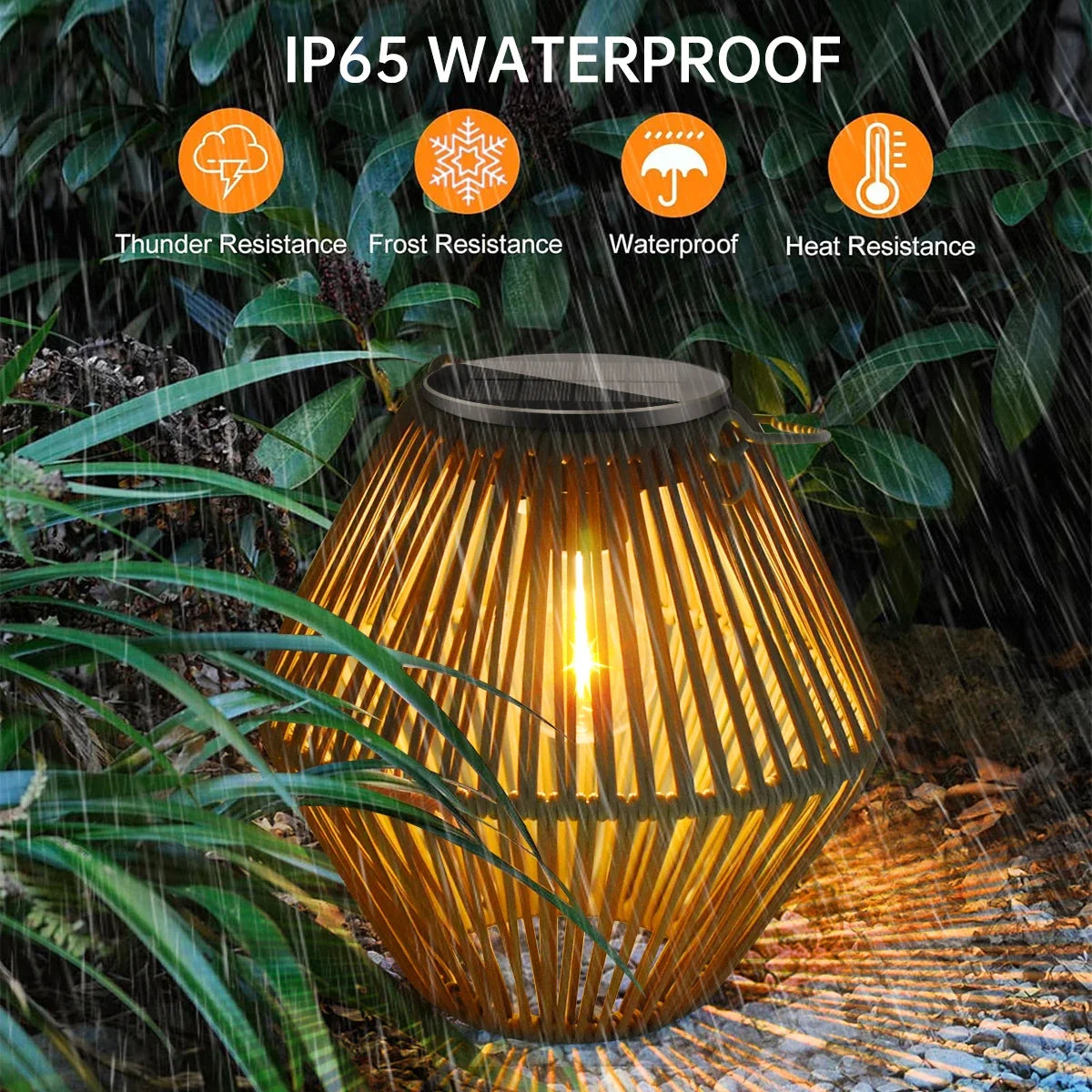 Solar Woven Boho Lantern