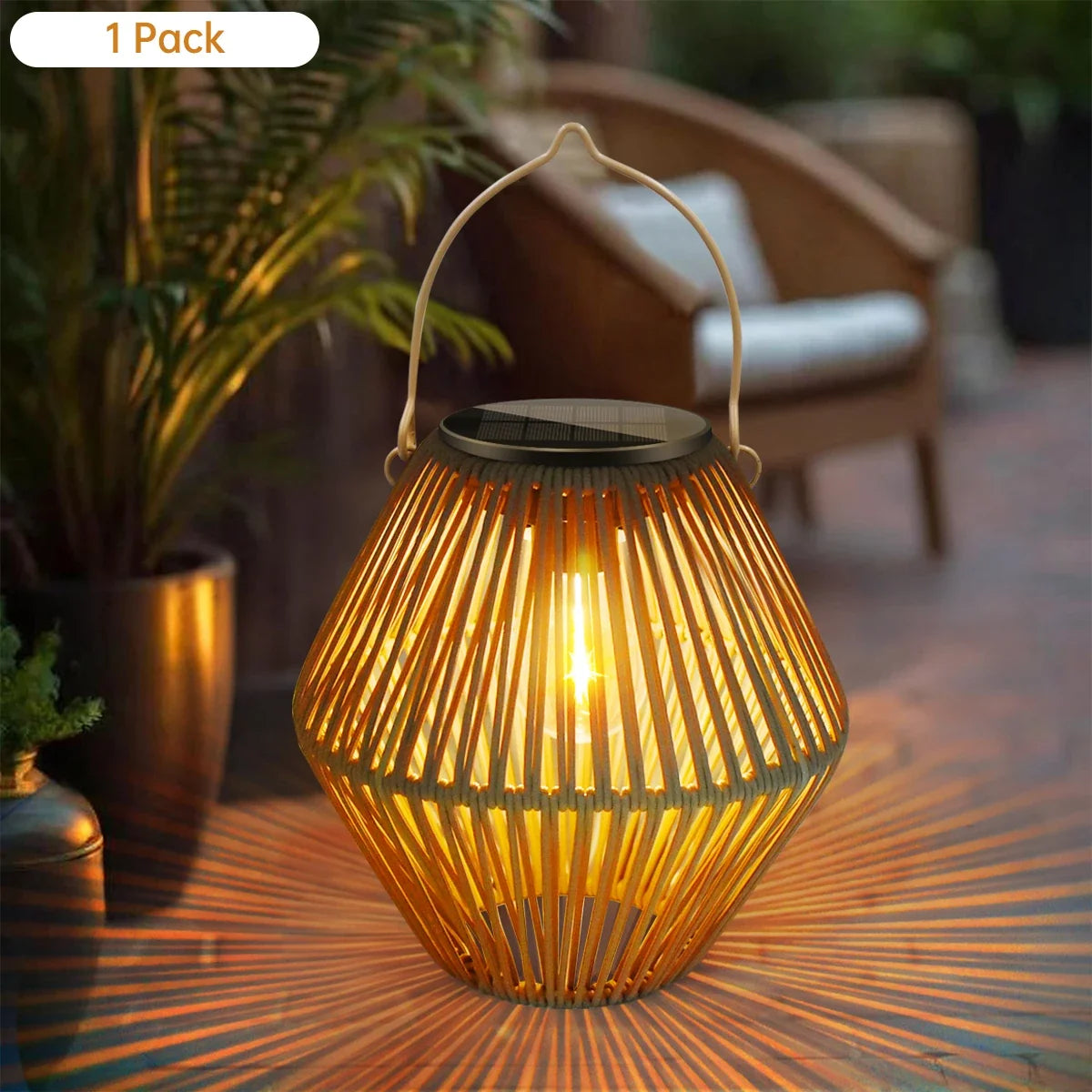 Solar Woven Boho Lantern