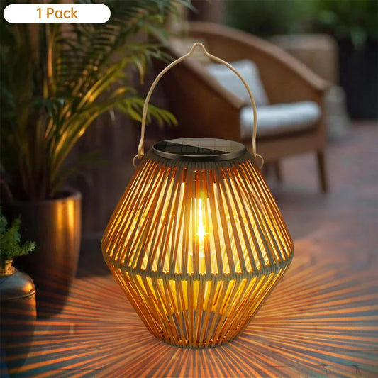 Solar Woven Boho Lantern